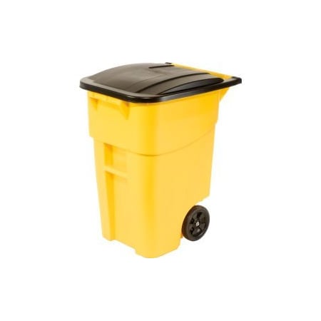 Rubbermaid Commercial Rubbermaid 9W27 Brute Rollout 50 Gallon Large Mobile Container  Yellow with Lid FG9W2700YEL